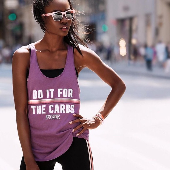 Victoria’s Secret PINK Do It For The Carbs Racerback Tank | Size Small - Picture 2 of 9